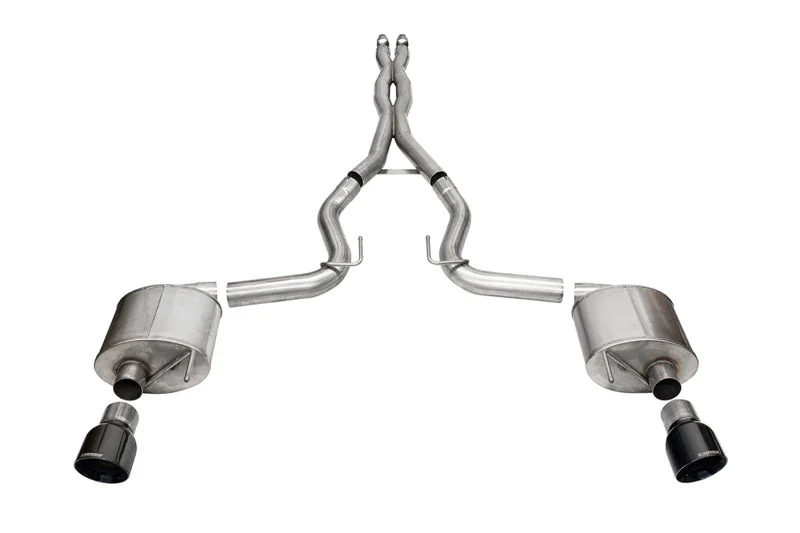 Corsa 24+ Ford MustangGT Sport Cat-Back Ex.Sys 3.0in Dual Rear Exit w/4.5in Blk PVD Pro Series Tips