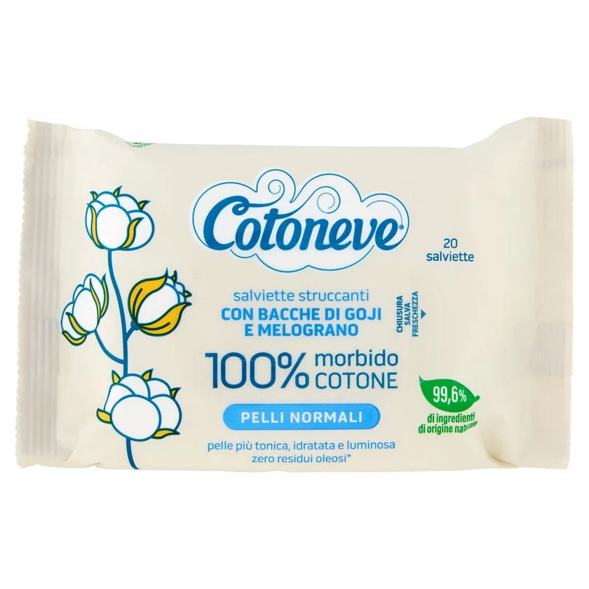 Cotoneve Salviette Struccanti Con Bacche Di Goji E Melograno Pelli Normali 20 Pz 1 unità