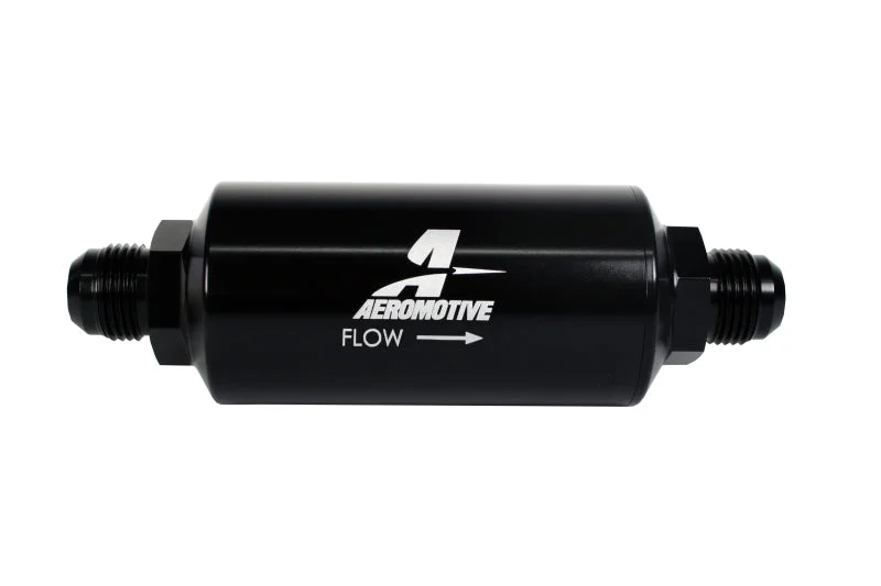 Aeromotive In-Line Filter - (AN -10 Male) 40 Micron Stainless Mesh Element Bright Dip Black Finish