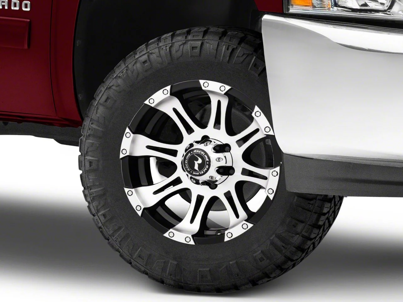 Raceline Raptor Black Machined 6-Lug Wheel; 18x9; 25mm Offset (07-13 Silverado 1500)