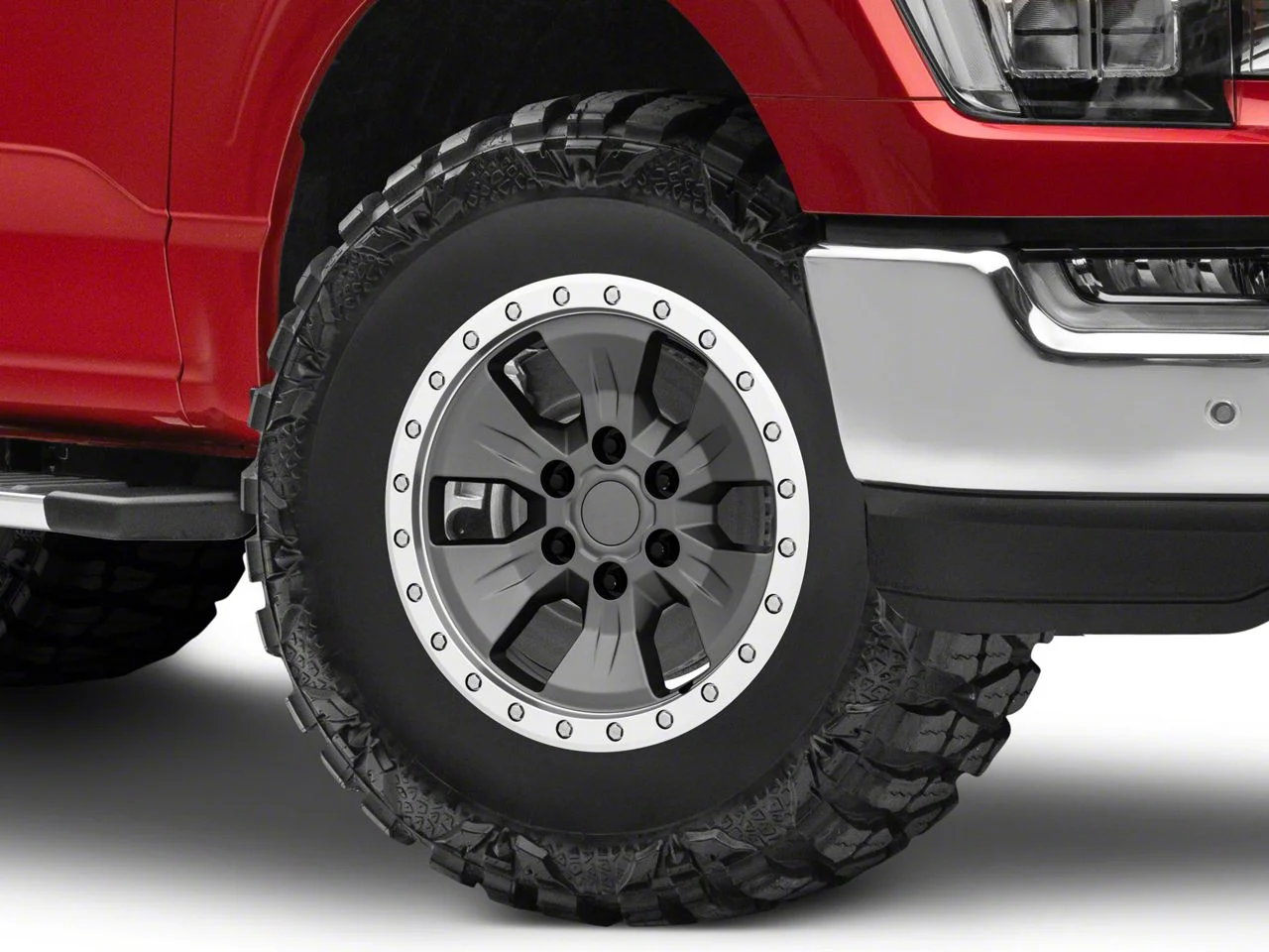 Gen2 Raptor Beadlock Style Charcoal 6-Lug Wheel; 17x8.5; 34mm Offset (21-26 F-150)
