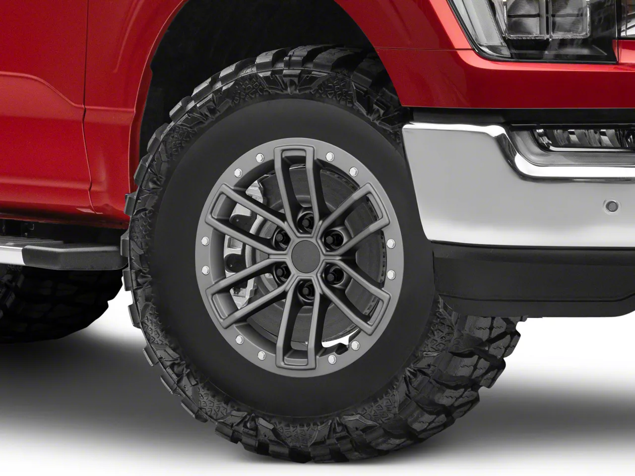 Raptor Beadlock Style Charcoal 6-Lug Wheel; 17x8.5; 34mm Offset (21-26 F-150)