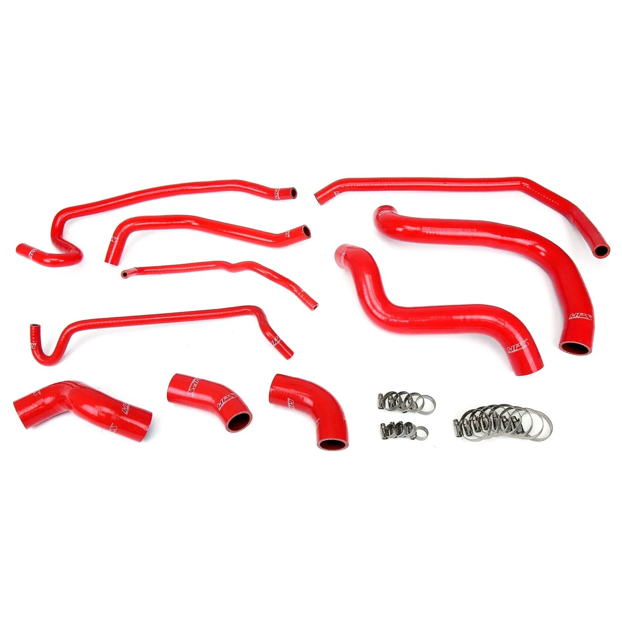 HPS Red Reinforced Silicone Radiator and Heater Hose Kit Coolant for Ford 11-14 Mustang GT 5.0L V8 & Boss 302