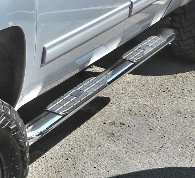 4X Series 4-Inch Oval Side Step Bars; Body Mount; Black (04-06 Silverado 1500 Crew Cab)
