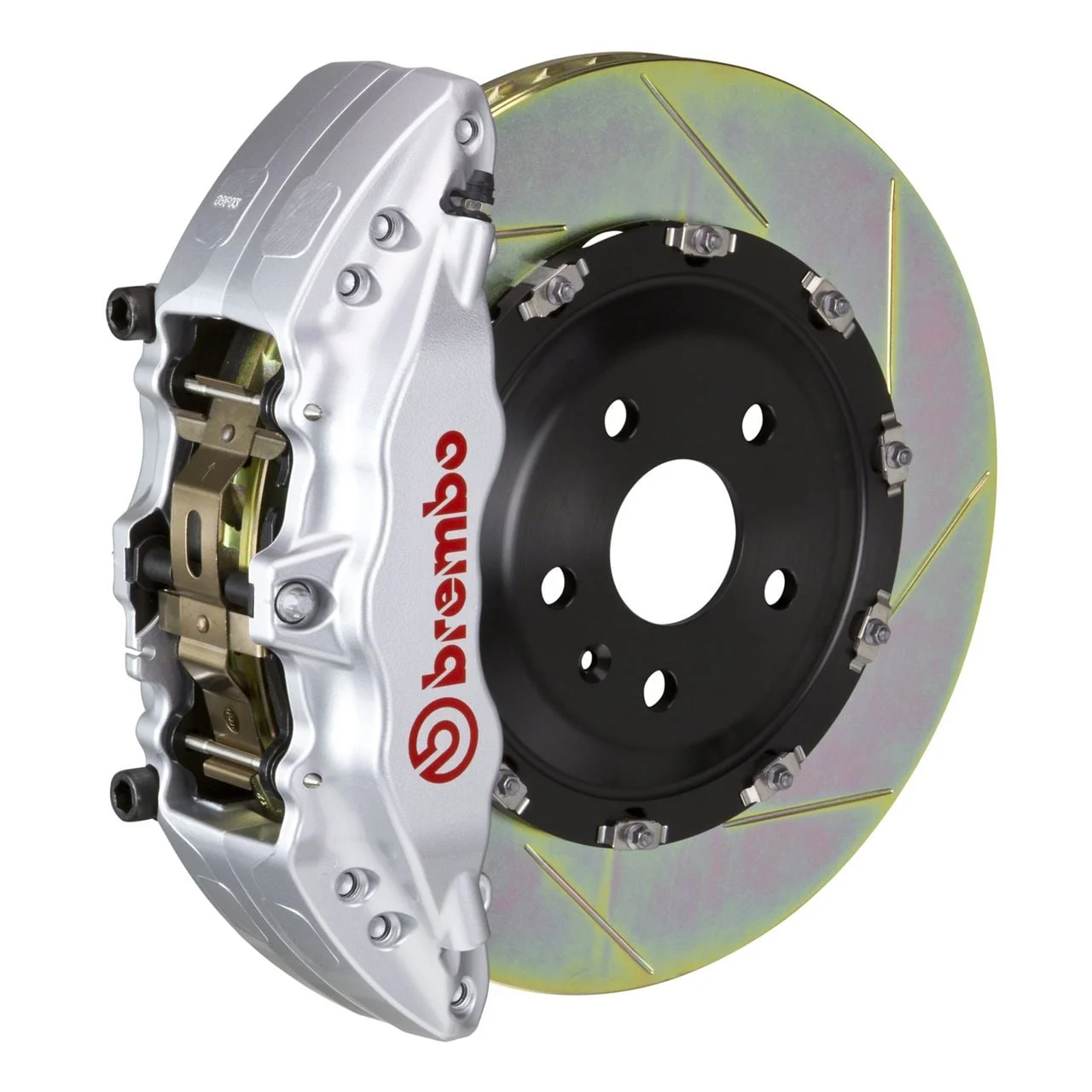 Brembo GT Series 6-Piston Front Big Brake Kit with 2-Piece Slotted Rotors; Silver Calipers (00-06 Silverado 1500)