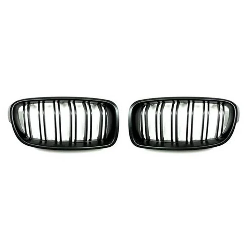 AutoTecknic Aero Replacement Stealth Black Dual-Slats Front Grilles For BMW F30 335i