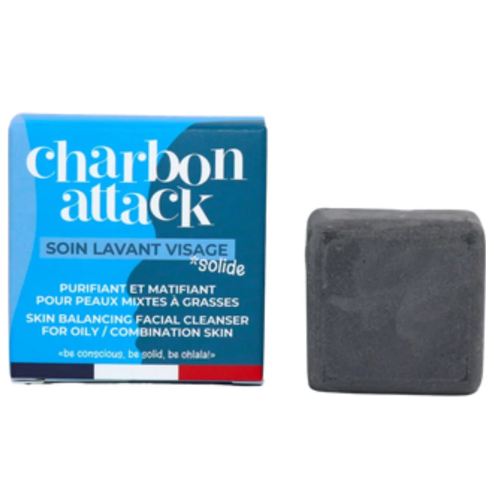Lamazuna Charbon Attack Detergente Solido per il Viso, 28 ml