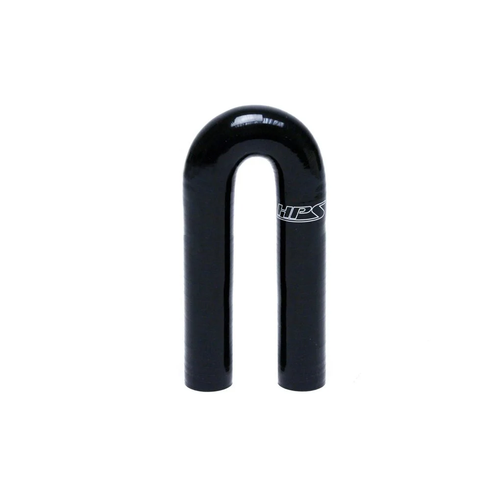 HPS 1.5" ID High Temp 4-ply Reinforced Silicone 180 Degree U Bend Elbow Coupler Hose Black (38mm ID)