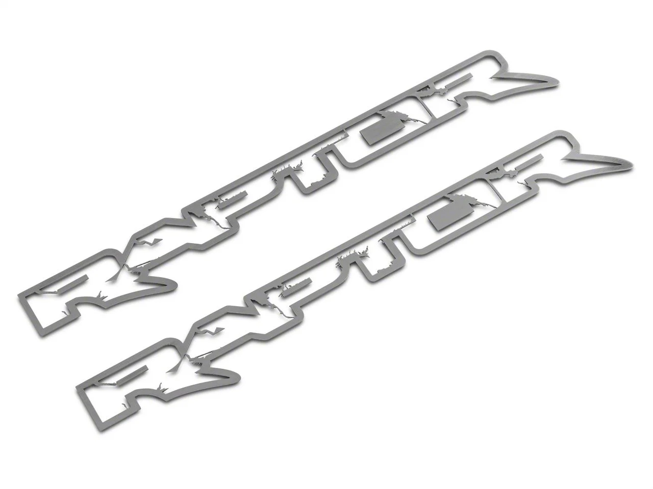 Frame Style Raptor Emblems; Brushed (10-14 F-150 Raptor)