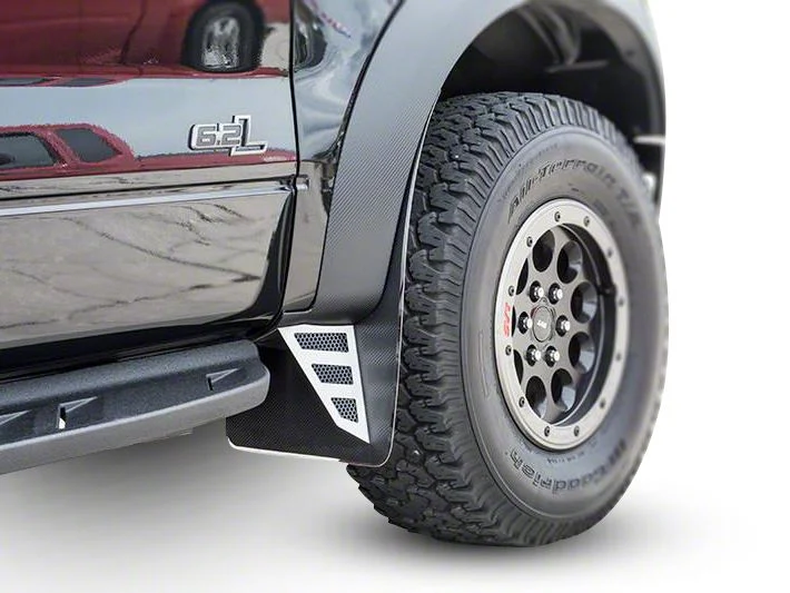 Mud Flaps with Raptor Logo; Front; Carbon Fiber (10-14 F-150 Raptor)
