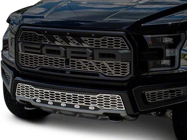 Lower Bumper Replacement Grille with Lights; Polished (17-20 F-150 Raptor)