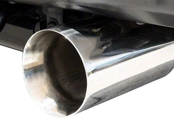 Straight Cut Rolled End Round Stainless Exhaust Tips; Polished (17-20 F-150 Raptor)