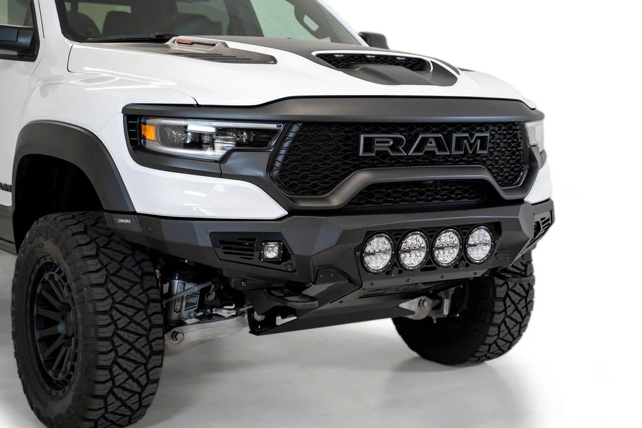 Addictive Desert Designs Bomber Front Bumper for Rigid 360 6-Inch Round Lights (21-24 RAM 1500 TRX)