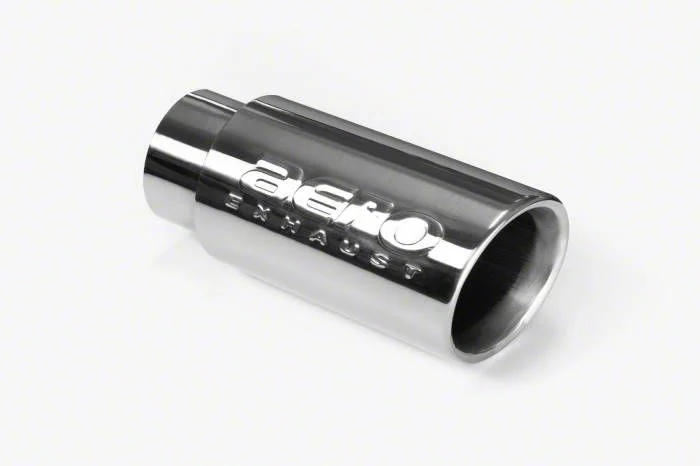 Aero Exhaust Angled Cut Rolled End Stainless Steel Round Exhaust Tip; 4-Inch; Polished (Fits 3-Inch Tailpipe)