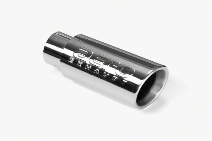 Aero Exhaust Angled Cut Rolled End Stainless Steel Round Exhaust Tip; 3.50-Inch; Polished (Fits 2.50-Inch Tailpipe)
