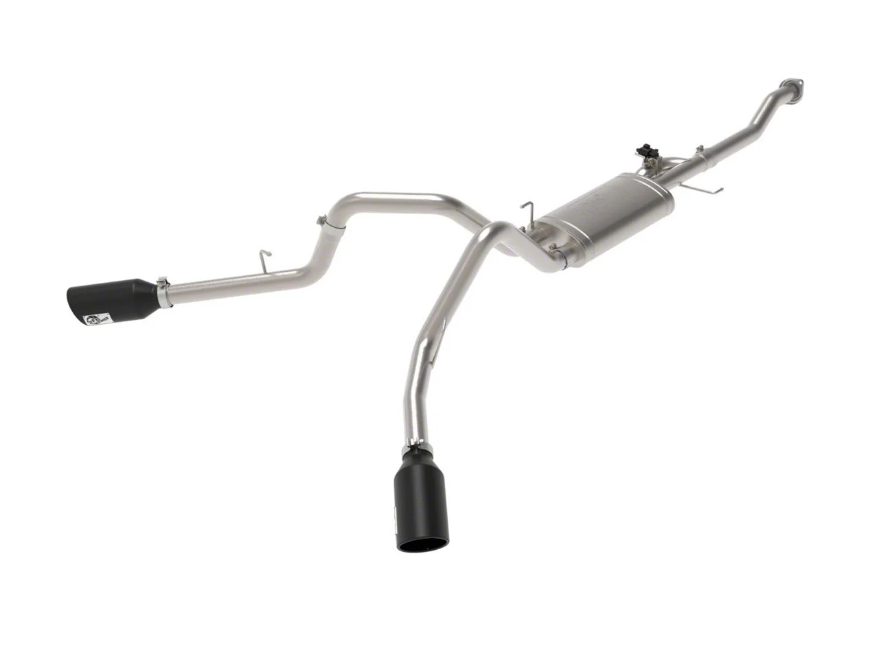 AFE Gemini XV 3-Inch Dual Exhaust System with Black Tips; Side Exit (15-20 2.7L EcoBoost F-150)