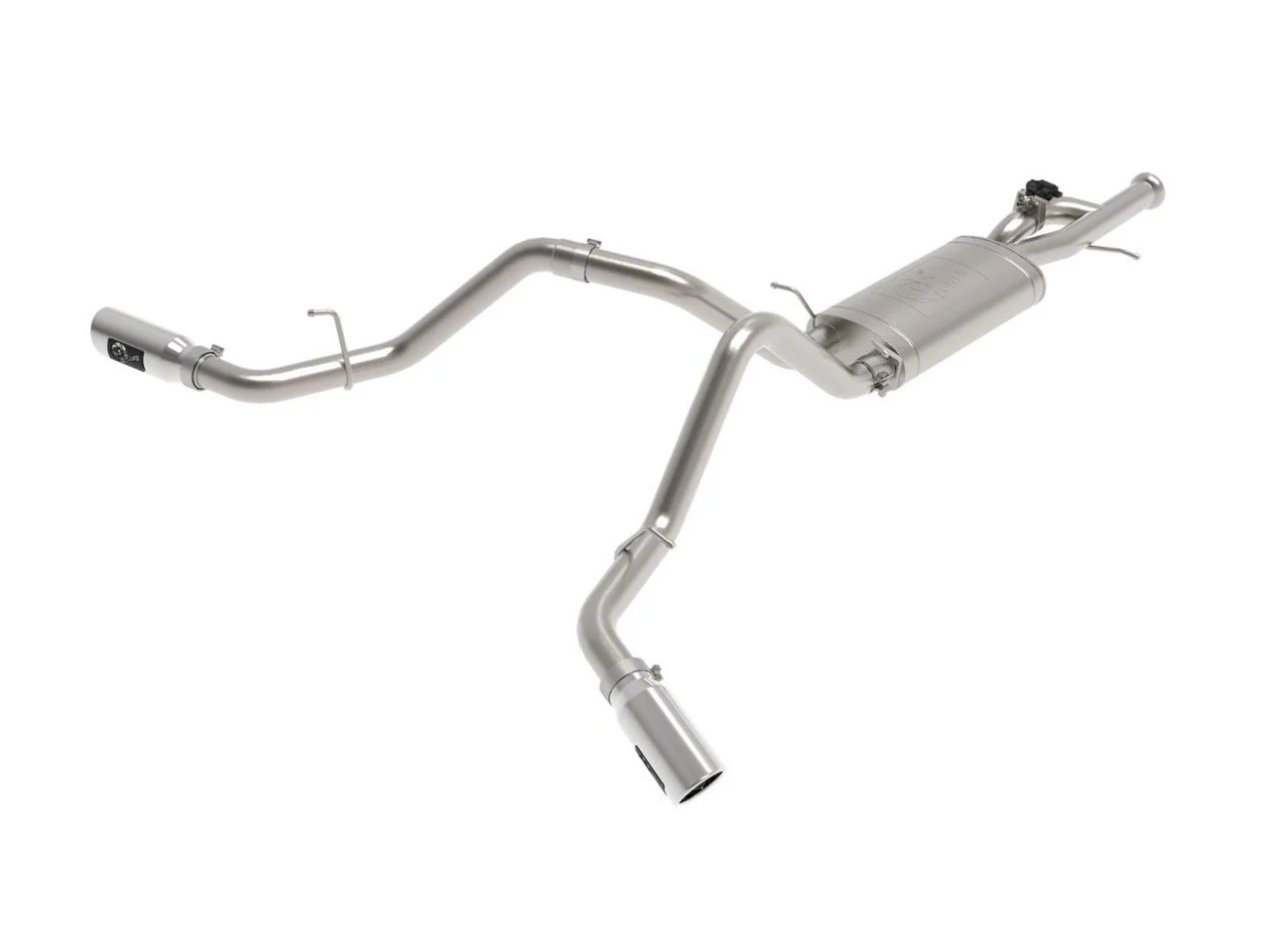 AFE Gemini XV 3-Inch Dual Exhaust System with Polished Tips; Side Exit (09-18 4.8L Sierra 1500)