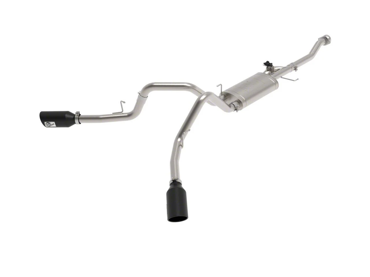 AFE Gemini XV 3-Inch Dual Exhaust System with Black Tips; Side Exit (21-26 5.0L F-150, Excluding Tremor)