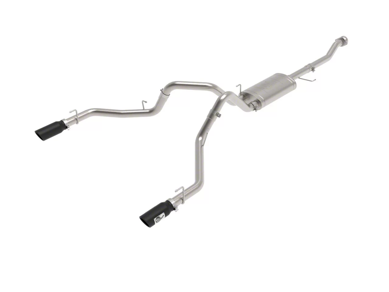 AFE Vulcan Series 3-Inch Dual Exhaust System with Black Tips; Rear Exit (21-26 5.0L F-150, Excluding Tremor)