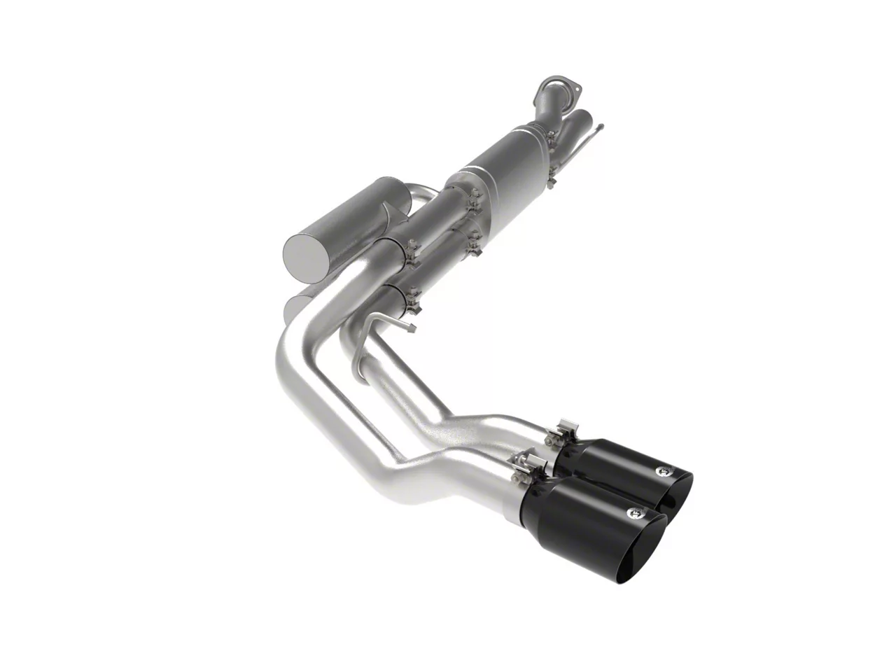 AFE Rebel Series 3-Inch Dual Exhaust System with Black Tips; Middle Side Exit (17-22 6.2L F-350 Super Duty)