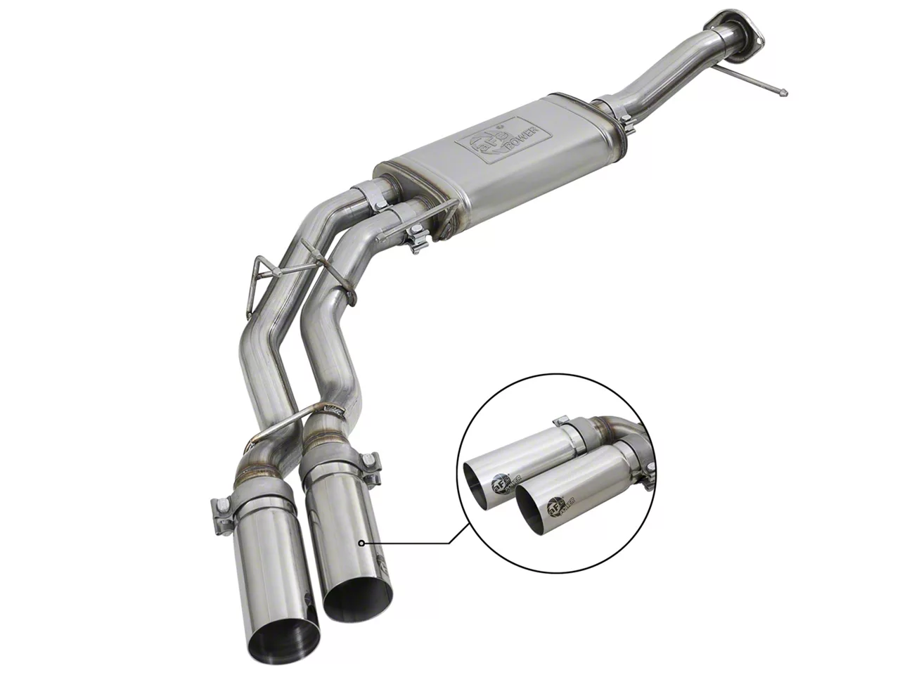 AFE Rebel Series 3 to 2.50-Inch Dual Exhaust System with Polished Tips; Middle Side Exit (11-14 3.5L EcoBoost F-150)