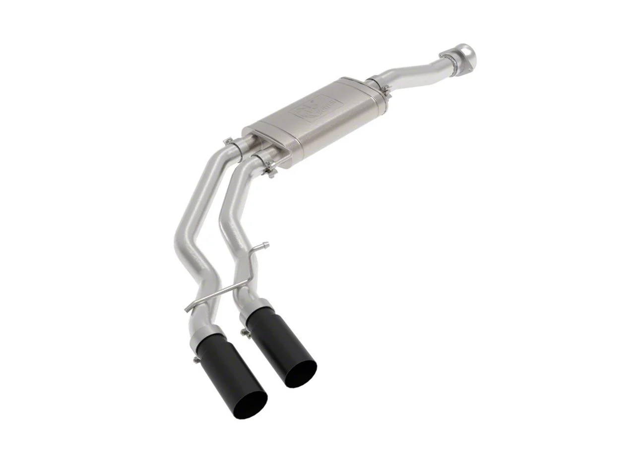 AFE Rebel Series 3 to 2.50-Inch Dual Exhaust System with Black Tips; Middle Side Exit (21-26 3.5L EcoBoost F-150, Excluding Raptor & Tremor)