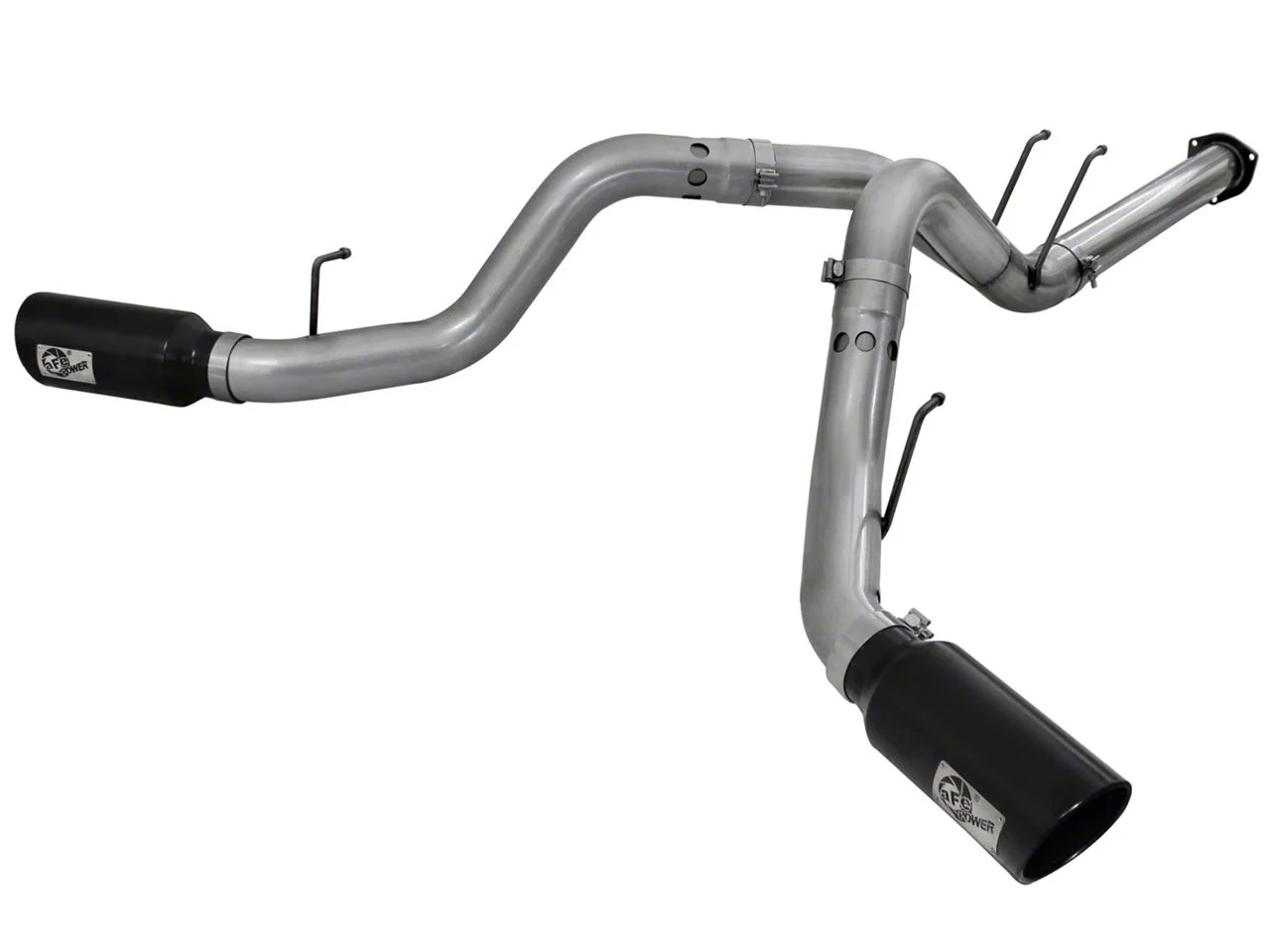 AFE Large Bore-HD 4-Inch DPF-Back Dual Exhaust System with Black Tips; Side Exit (11-14 6.7L Powerstroke F-350 Super Duty)