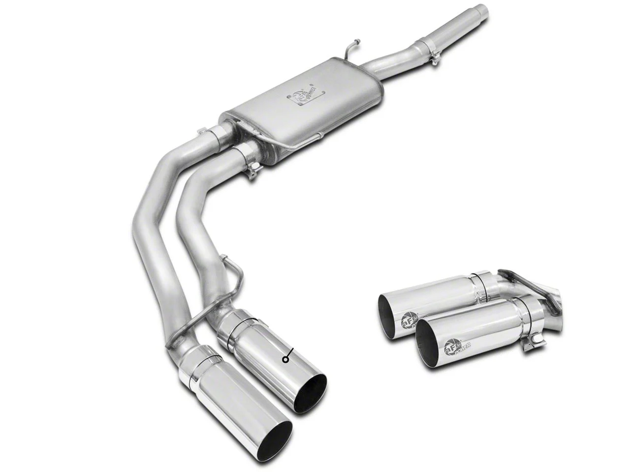 AFE Rebel Series 3 to 2.50-Inch Dual Exhaust System with Polished Tips; Middle Side Exit (04-08 4.6L F-150)