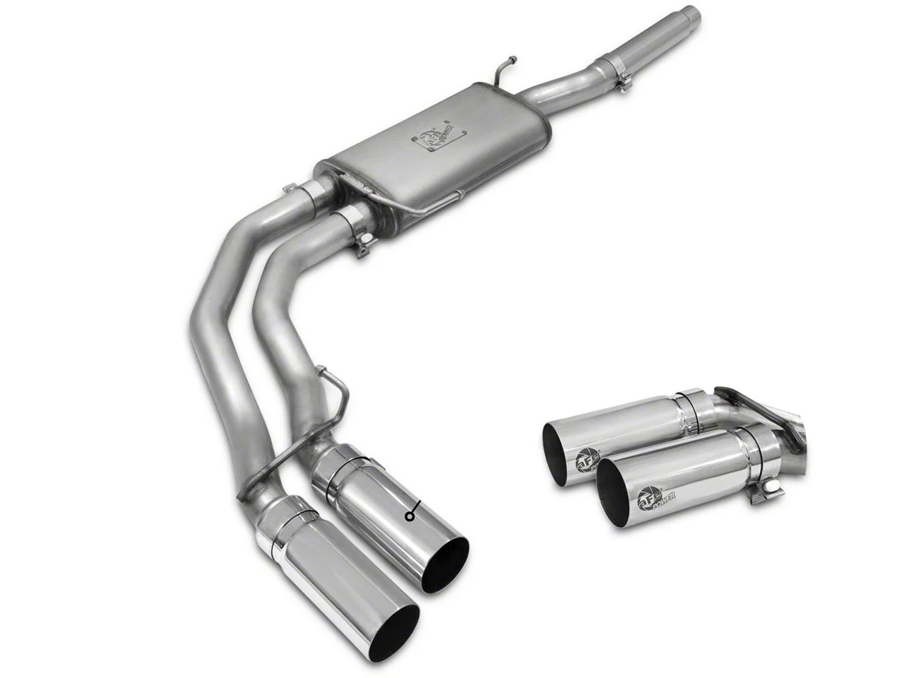 AFE Rebel Series 3 to 2.50-Inch Dual Exhaust System with Polished Tips; Middle Side Exit (04-08 5.4L F-150)