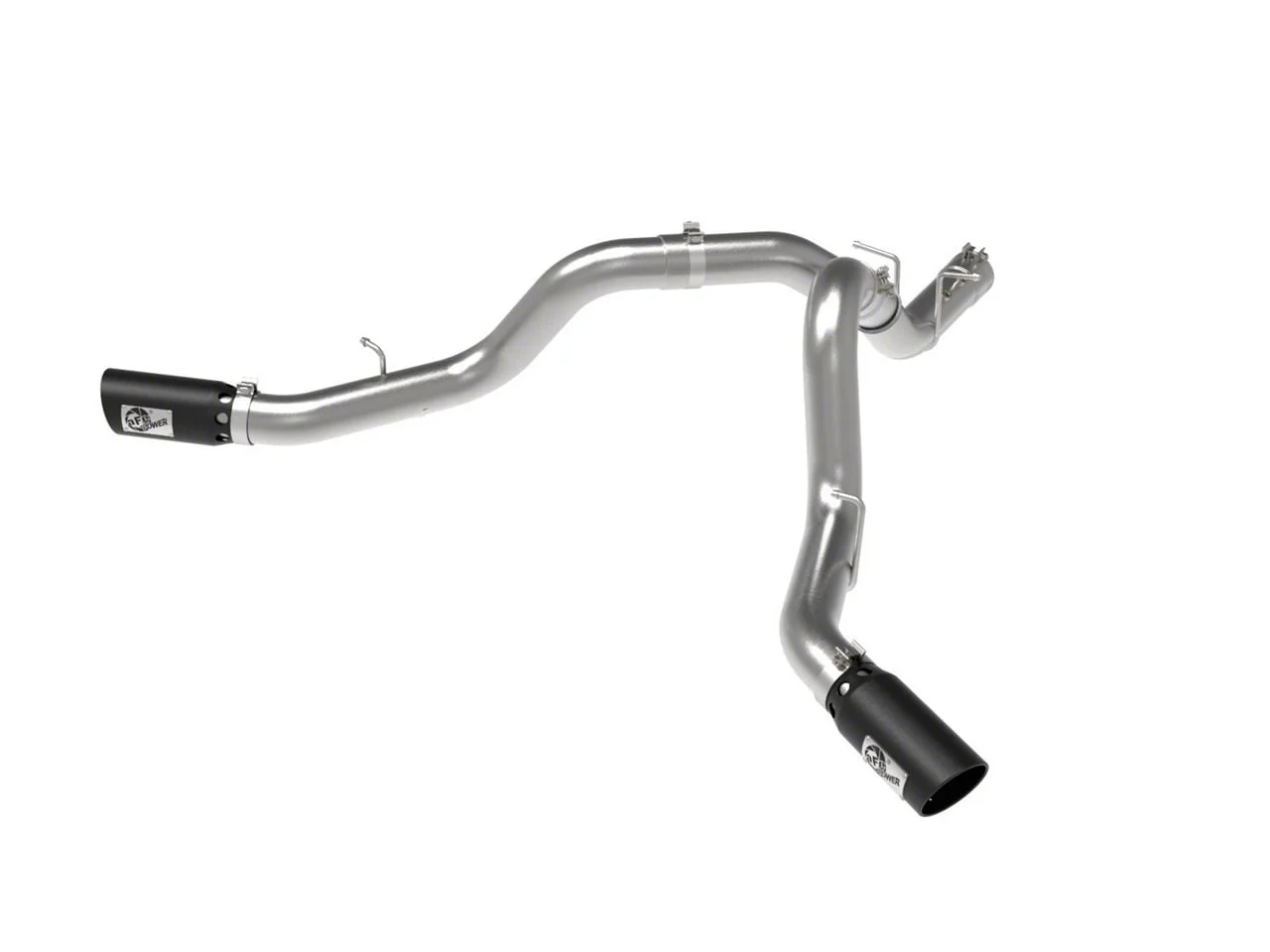 AFE Large Bore-HD 4-Inch DPF-Back Dual Exhaust System with Black Tips; Side Exit (20-26 6.6L Duramax Sierra 2500 HD)