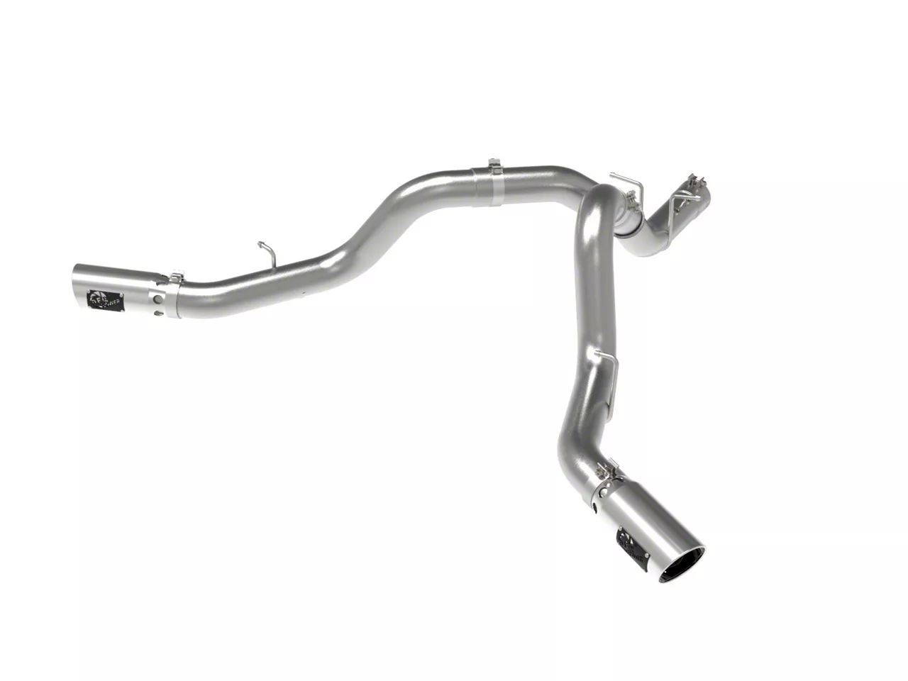 AFE Large Bore-HD 4-Inch DPF-Back Dual Exhaust System with Polished Tips; Side Exit (20-26 6.6L Duramax Sierra 2500 HD)