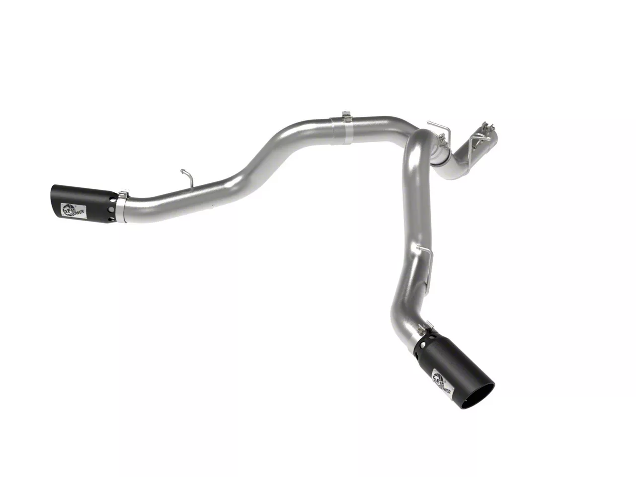 AFE Large Bore-HD 4-Inch DPF-Back Dual Exhaust System with Black Tips; Side Exit (20-26 6.6L Duramax Silverado 3500 HD)