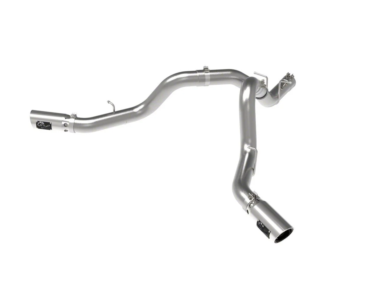 AFE Large Bore-HD 4-Inch DPF-Back Dual Exhaust System with Polished Tips; Side Exit (20-26 6.6L Duramax Silverado 3500 HD)
