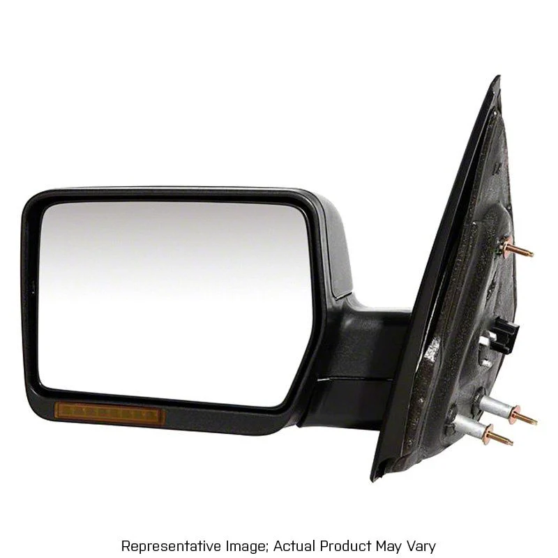 Replacement Powered Heated Mirror; Driver Side; Chrome (04-06 F-150 w/ Signal Lamp & w/o Puddle Light)