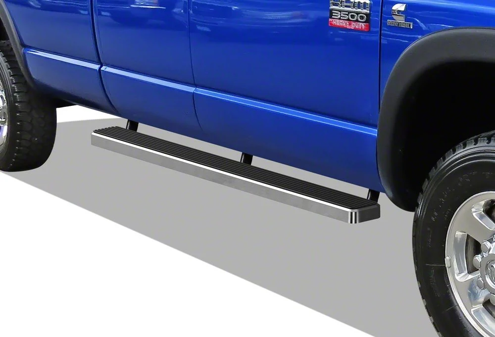 5-Inch iStep Running Boards; Hairline Silver (02-08 RAM 1500 Quad Cab)