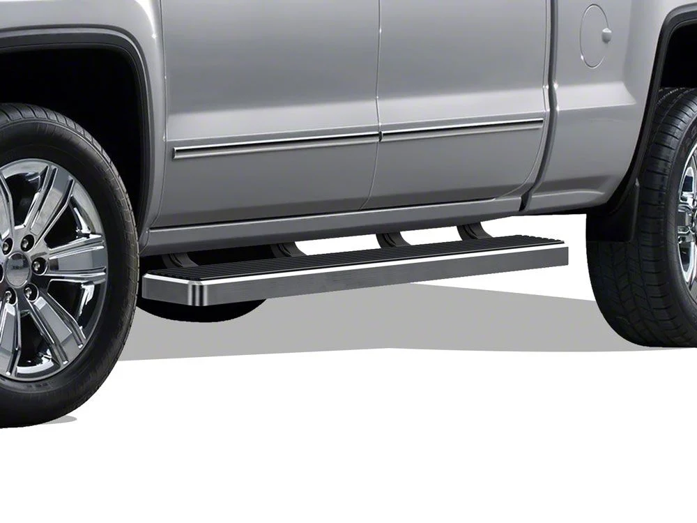 5-Inch iStep Running Boards; Hairline Silver (07-18 Silverado 1500 Crew Cab)