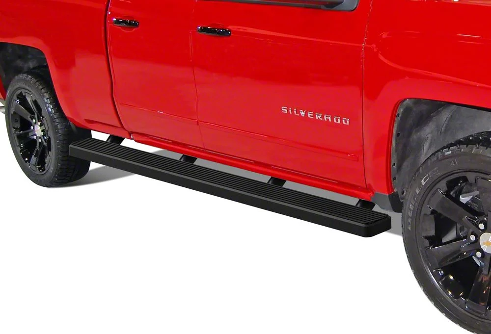 5-Inch iStep Wheel-to-Wheel Running Boards; Black (07-18 Silverado 1500 Extended/Double Cab)