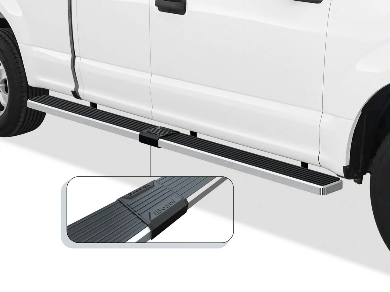 6-Inch iStep Wheel-to-Wheel Running Boards; Hairline Silver (15-26 F-150 SuperCab w/ 6-1/2-Foot Bed)