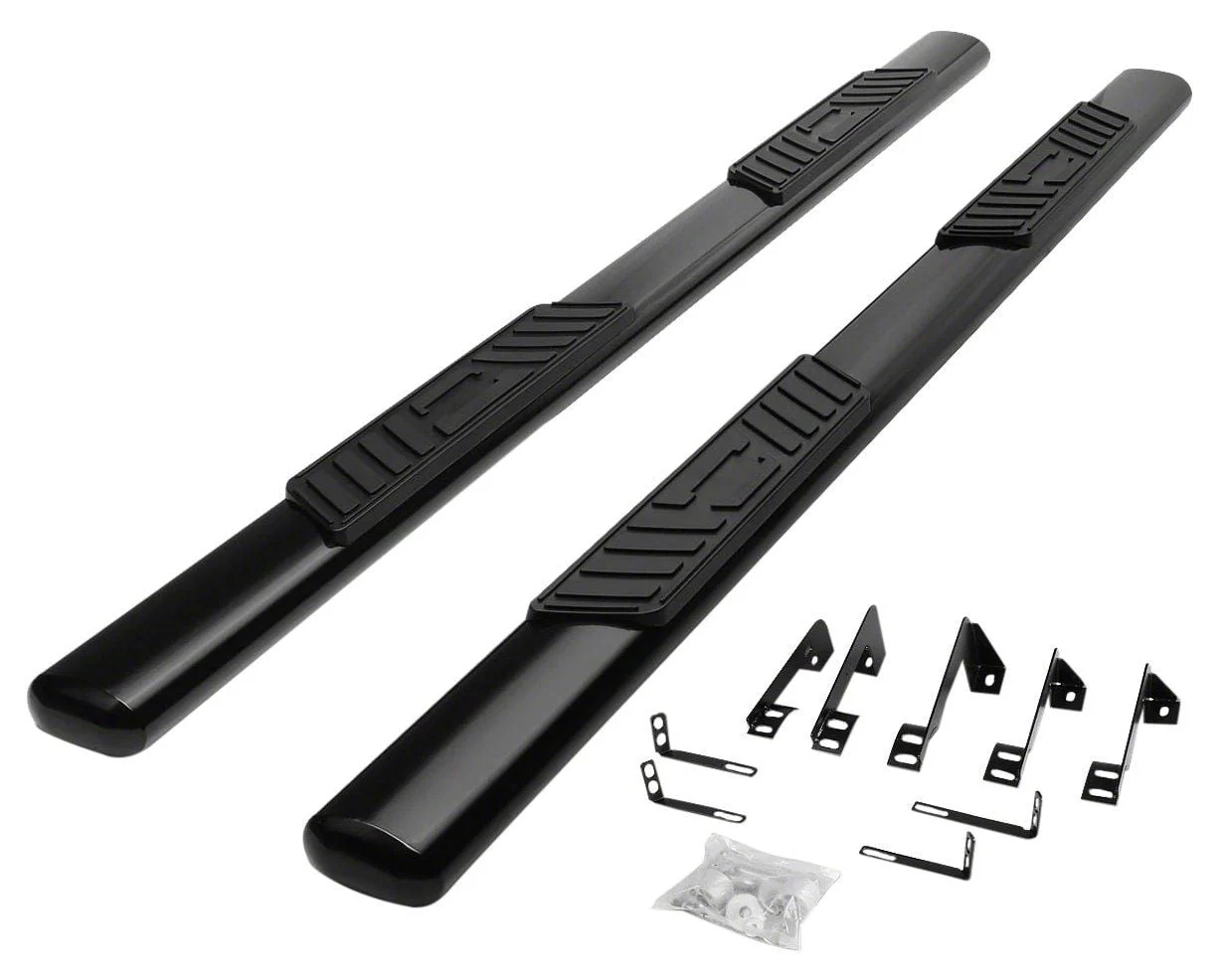 5-Inch Straight Nerf Side Step Bars; Black (09-18 RAM 1500 Quad Cab)