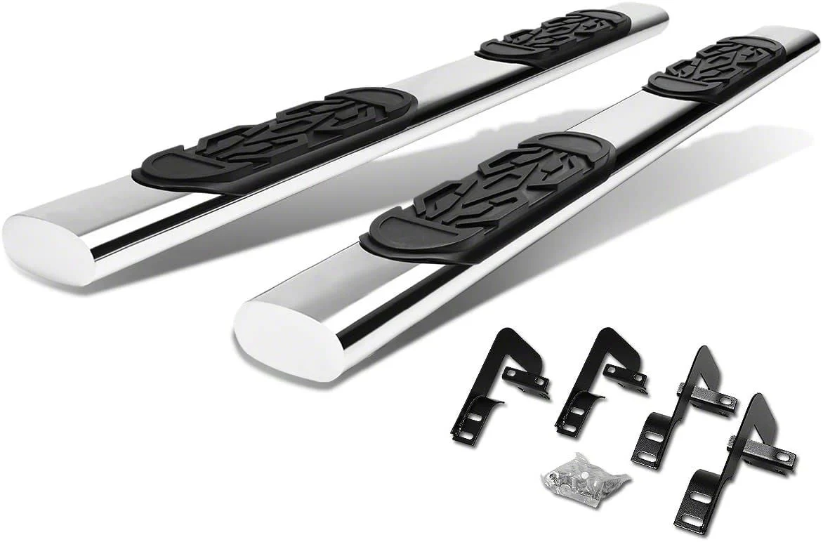 6-Inch Straight Nerf Side Step Bars; Stainless Steel (09-18 RAM 1500 Quad Cab)