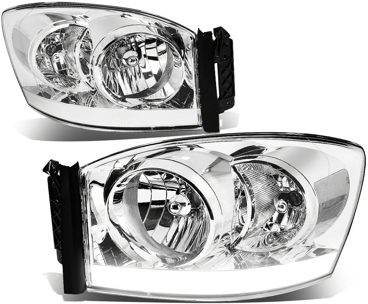 LED DRL Headlights with Clear Corner Lights; Chrome Housing; Clear Lens (06-08 RAM 1500)