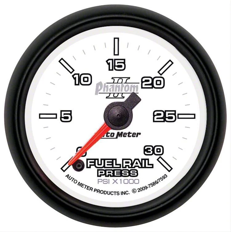 Auto Meter Phantom II Series 2-1/16-Inch Fuel Rail Pressure Gauge; 0-30K PSI; Digital Stepper Motor (07-10 6.7L RAM 3500)
