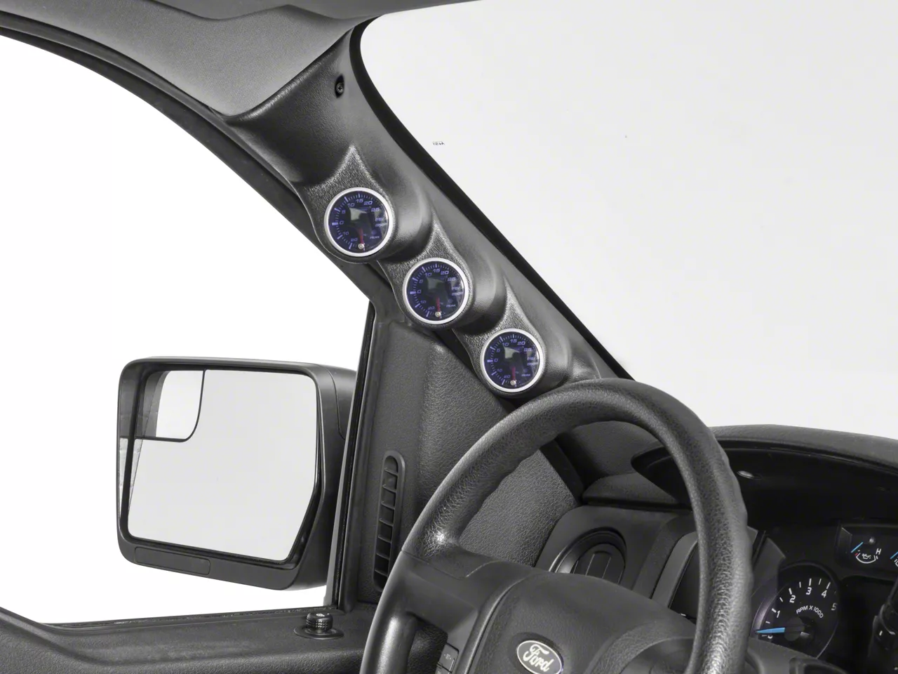 Auto Meter A-Pillar Triple Gauge Pod Mount with Speaker Cutout; 2-1/16 Inch (09-14 F-150)