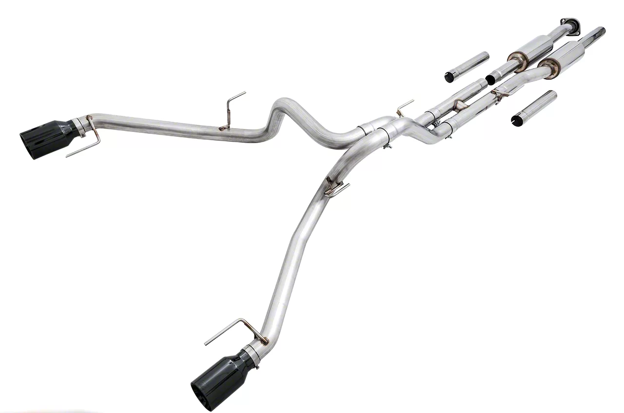 AWE 0FG Resonated Performance Dual Exhaust System with Diamond Black Tips; Rear Exit (17-20 F-150 Raptor)