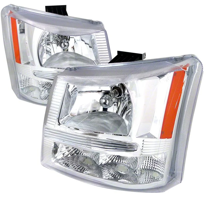 Euro Crystal Headlights; Chrome Housing; Clear Lens (03-06 Silverado 1500)