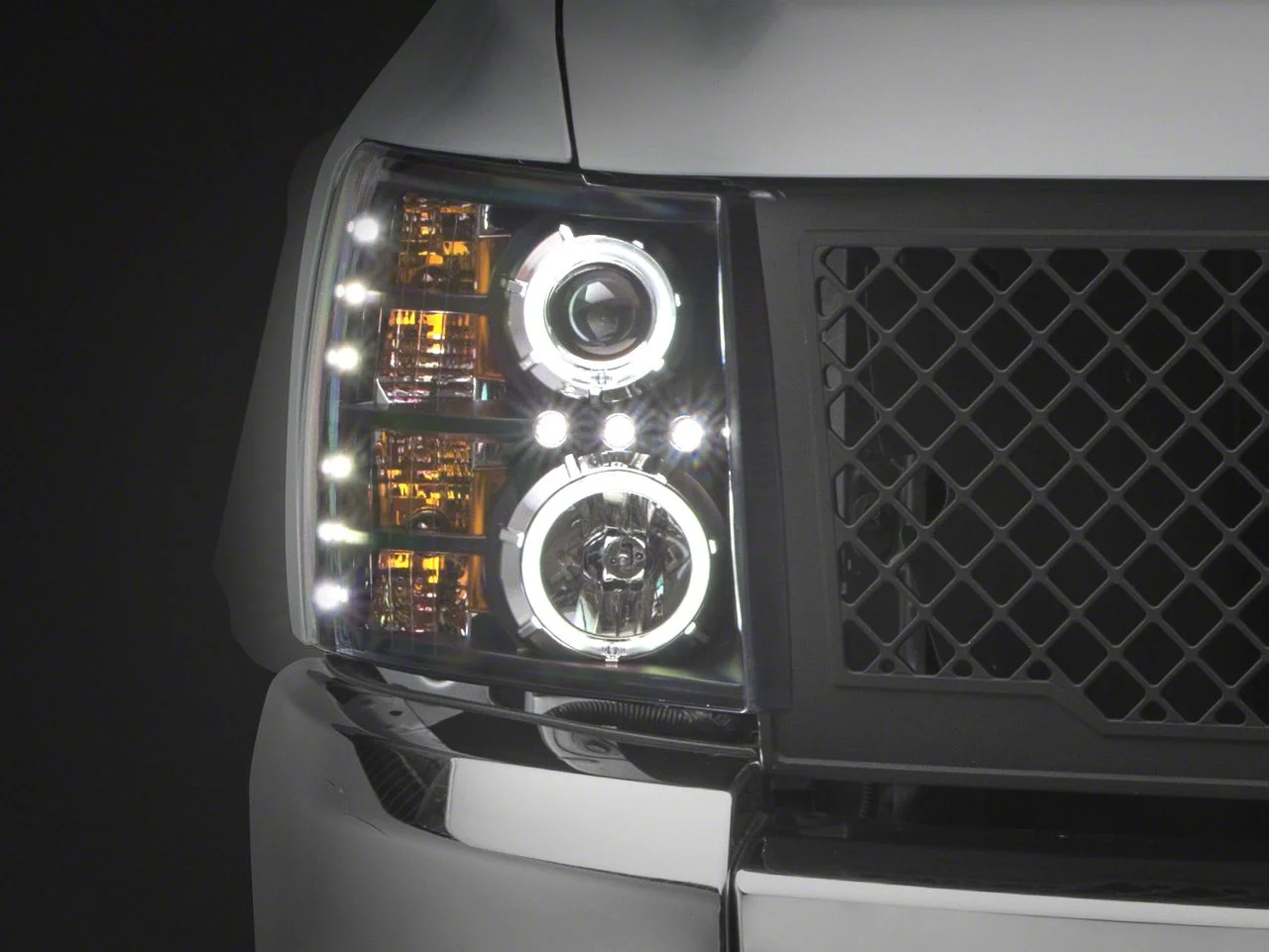 CCFL Halo Projector Headlights; Black Housing; Clear Lens (07-13 Silverado 1500)