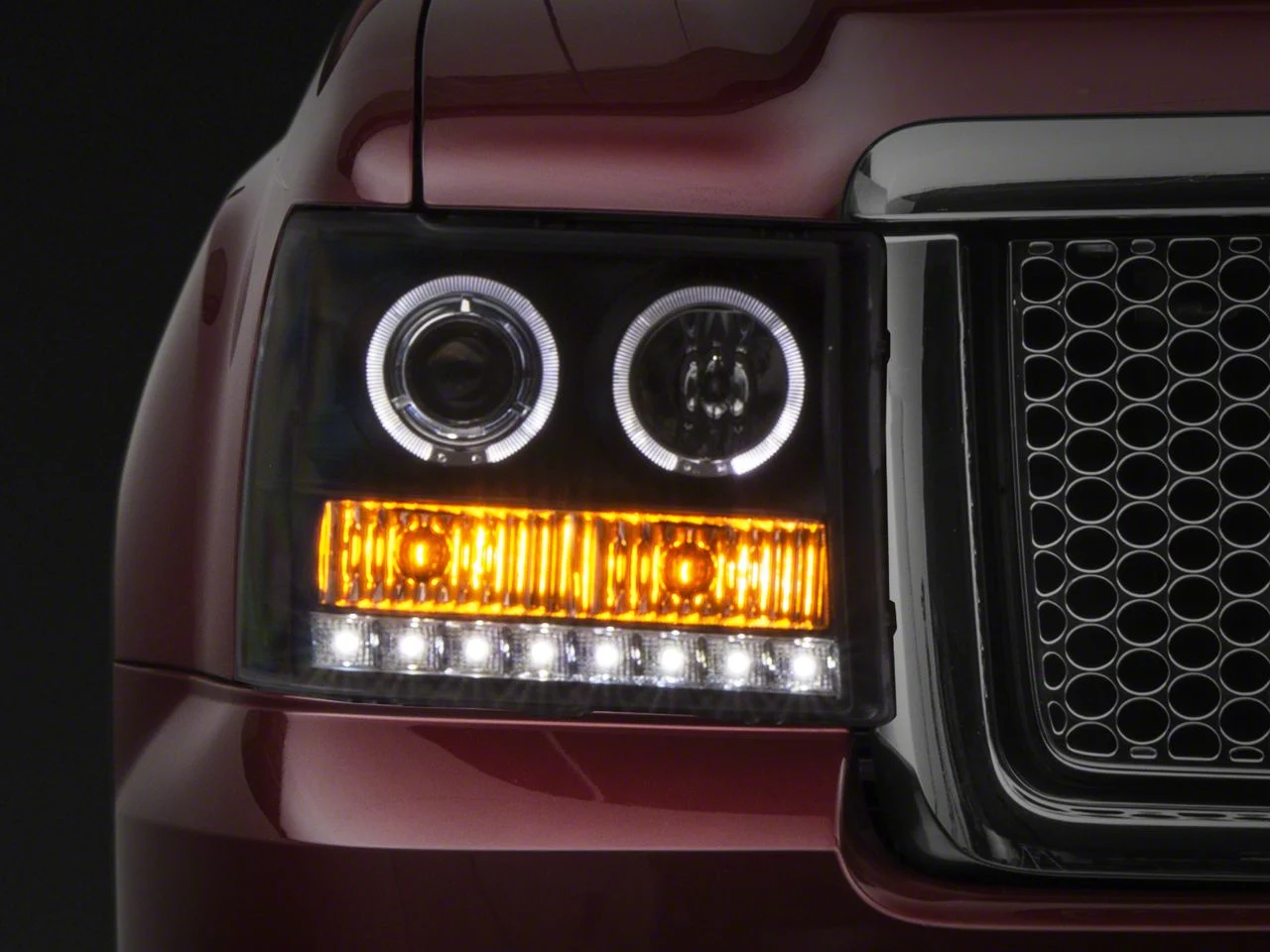 Projector Headlights; Matte Black Housing; Clear Lens (07-13 Sierra 1500)