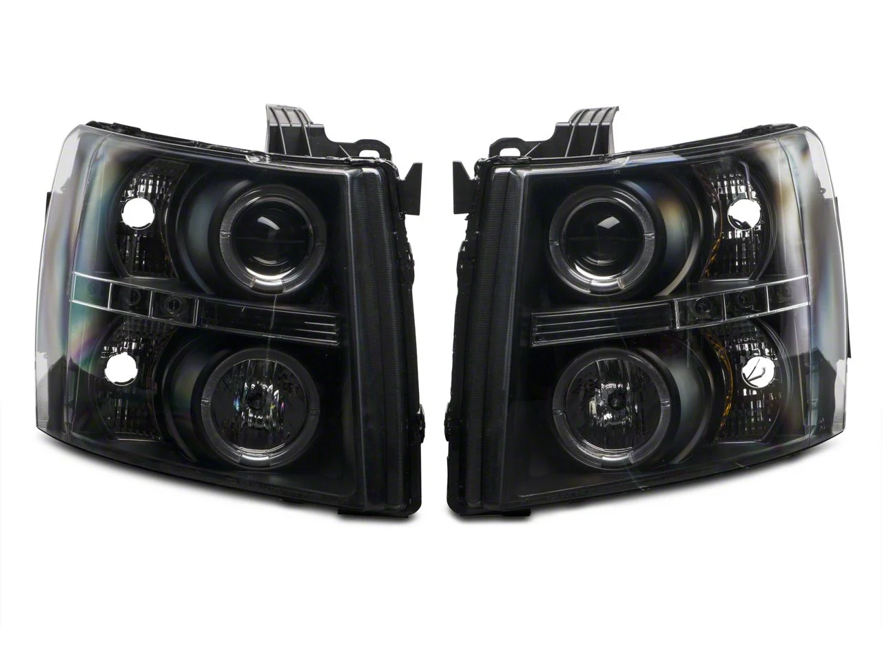 Halo Projector Headlights; Black Housing; Clear Lens (07-13 Silverado 1500)