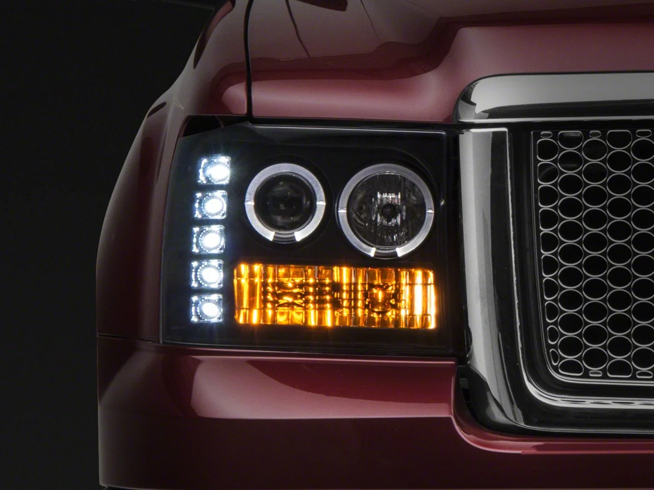 Halo Projector Headlights; Black Housing; Clear Lens (07-13 Sierra 1500)