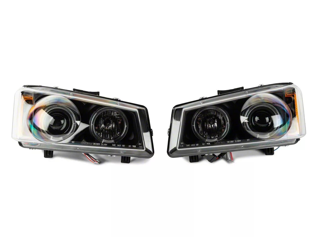 LED Halo Projector Headlights; Black Housing; Clear Lens (03-06 Silverado 1500)